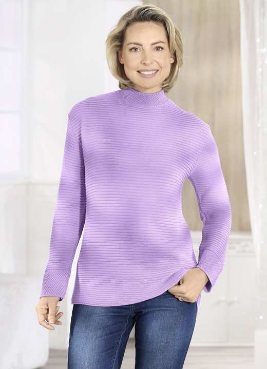 Basics - Pullover in Strukturmix, in Größe 036 bis 052, in Farbe FLIEDER Ansicht 1