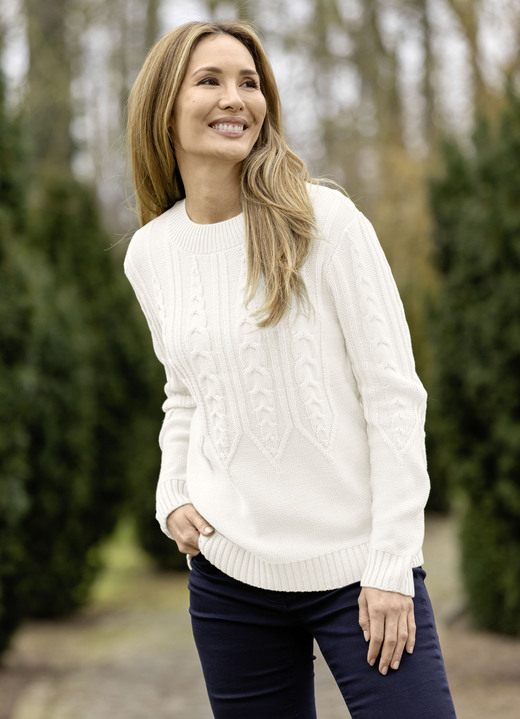 Basics - Pullover in Mustermix, in Größe 036 bis 052, in Farbe WOLLWEISS Ansicht 1
