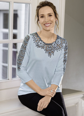 Shirt mit aufwendig bestücktem Tüll in 3 Farben