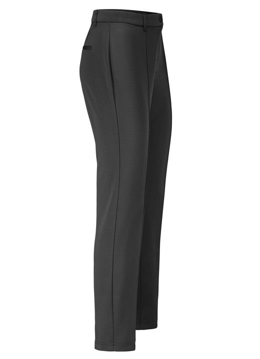 Hosen mit Knopf- und Reissverschluss - Edle schimmernde Hose, in Größe 018 bis 052, in Farbe SCHWARZ Ansicht 1