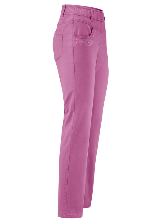 Hosen in Schlupfform - Hose mit funkelnden Glitzersteinchen, in Größe 018 bis 052, in Farbe FUCHSIA Ansicht 1