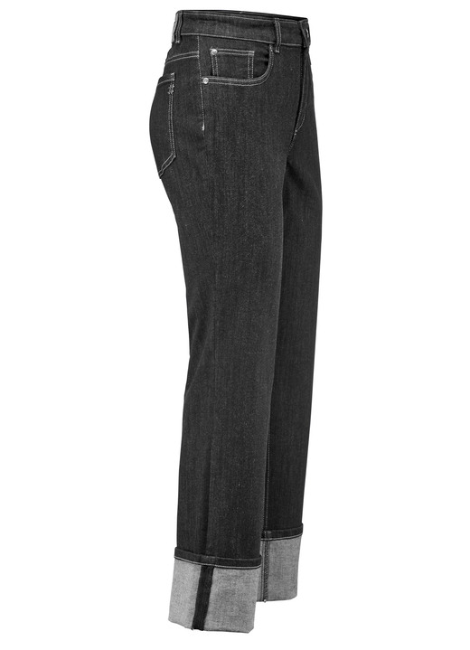 Hosen mit Knopf- und Reissverschluss - Magic-Jeans mit krempelbaren Aufschlägen Hosen mit Knopf- und Reissverschluss - Magic-Jeans mit krempelbaren Aufschlägen , in Größe 017 bis 050, in Farbe SCHWARZ
