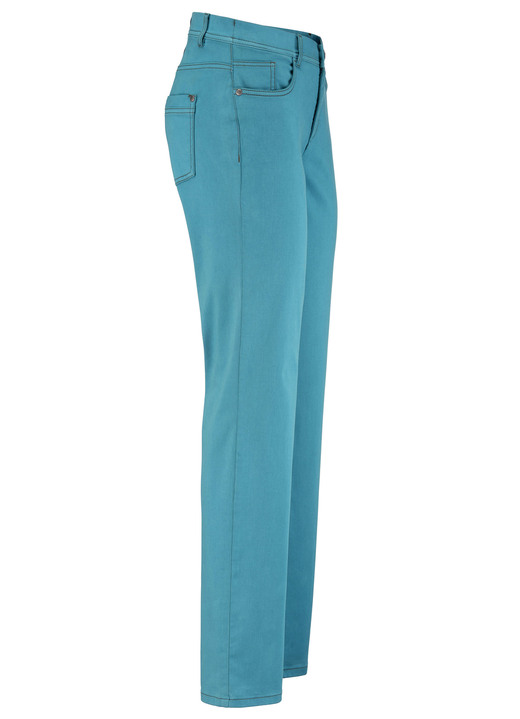 Hosen mit Knopf- und Reissverschluss - Softe Hose in 5-Pocket-Form, in Größe 017 bis 050, in Farbe PETROL Ansicht 1