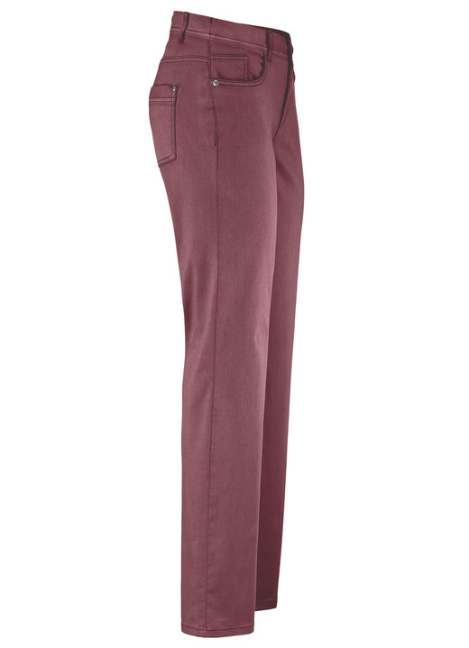 Hosen mit Knopf- und Reissverschluss - Softe Hose in 5-Pocket-Form, in Größe 017 bis 050, in Farbe BORDEAUX Ansicht 1