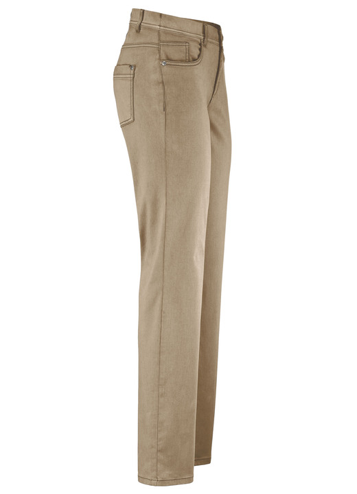 Hosen mit Knopf- und Reissverschluss - Softe Hose in 5-Pocket-Form, in Größe 017 bis 050, in Farbe CAMEL Ansicht 1