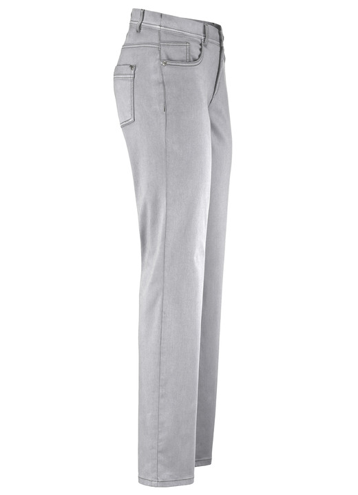 Hosen mit Knopf- und Reissverschluss - Softe Hose in 5-Pocket-Form, in Größe 017 bis 050, in Farbe HELLGRAU Ansicht 1