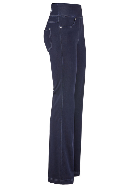 Hosen in Schlupfform - Yoga-Jeans mit ausgestellter Fußweite Hosen in Schlupfform - Yoga-Jeans mit ausgestellter Fußweite , in Größe 017 bis 050, in Farbe DUNKELBLAU