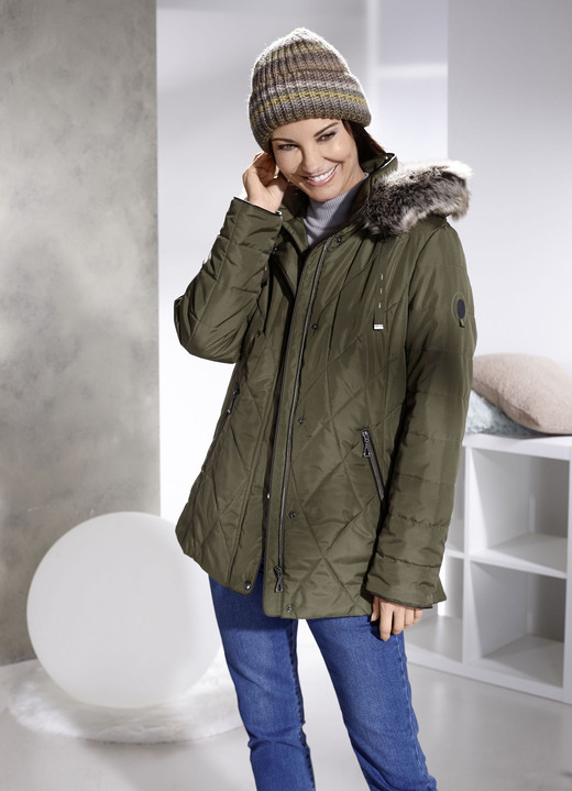 Winterjacken - Jacke mit abnehmbarer Kunstpelz-Besatz, in Größe 036 bis 054, in Farbe LODENGRÜN Ansicht 1