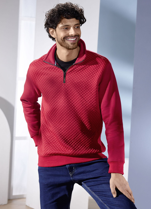Sweatshirts - Troyer in 2 Farben, in Größe 046 bis 062, in Farbe DUNKELROT Ansicht 1