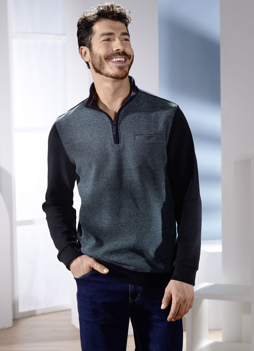 Sweatshirts - Troyer von «Milano Italy» Sweatshirts - Troyer von «Milano Italy», in Größe 3XL (64/66) bis XXL (60/62), in Farbe DUNKELBLAU MELIERT-MARINE