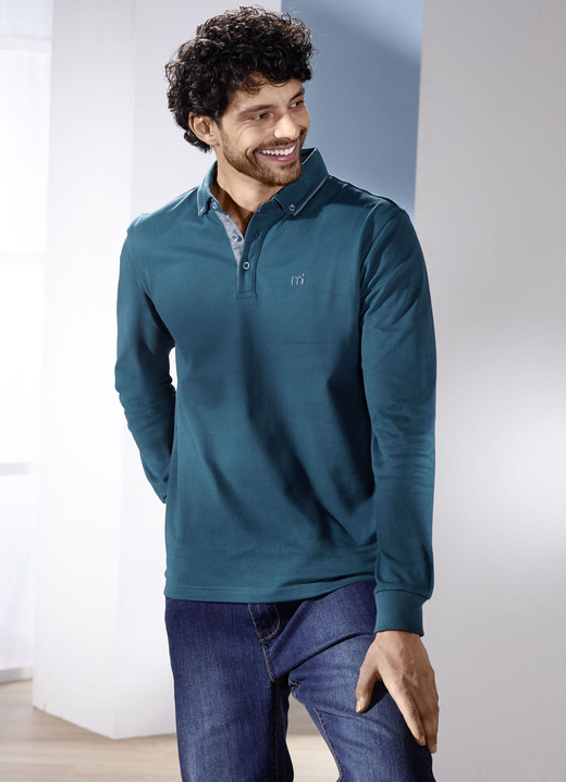 Sweatshirts - Poloshirt von «Milano Italy», in Größe 3XL (64/66) bis XXL (60/62), in Farbe PETROL Ansicht 1