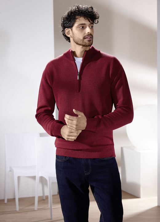 Uni -  Unifarbener Stehkragenpullover in 3 Farben, in Größe 046 bis 062, in Farbe ROT Ansicht 1