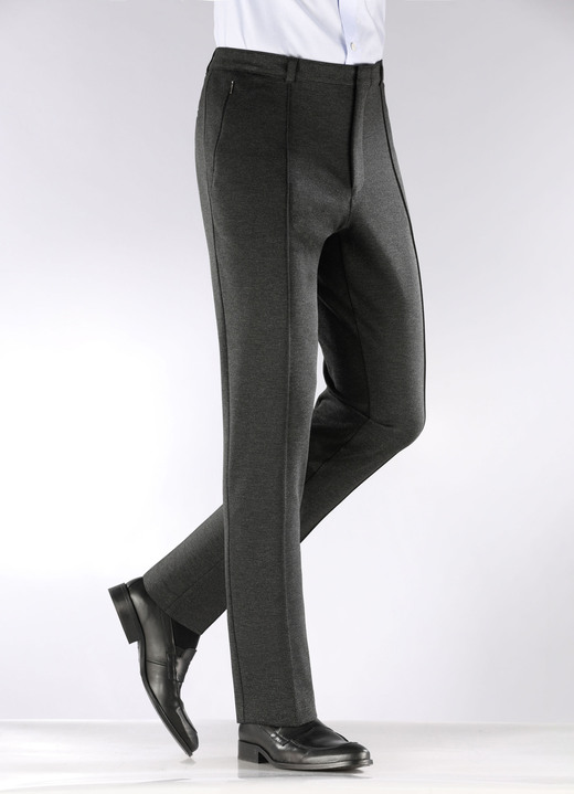 Klaus Modelle - Modische «Klaus Modelle»-Hose mit Dehnbund in 4 Farben Klaus Modelle - Modische «Klaus Modelle»-Hose mit Dehnbund in 4 Farben, in Größe 024 bis 060, in Farbe ANTHRAZIT MELIERT