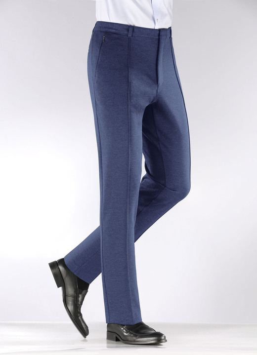 Klaus Modelle -  Modische «Klaus Modelle»-Hose mit Dehnbund in 4 Farben, in Größe 024 bis 060, in Farbe RAUCHBLAU Ansicht 1