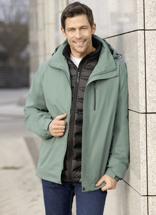 Funktionsjacken - 3-in-1-Funktionsjacke von «LPO», in Größe 048 bis 058, in Farbe GRÜN-SCHWARZ Ansicht 1