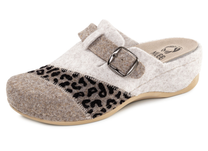 Hausschuhe - Mubb, klassische Damen-Hausschuhe, Weite H, mit herausnehmbarem Fussbett, in Größe 036 bis 042, in Farbe BEIGE Ansicht 1