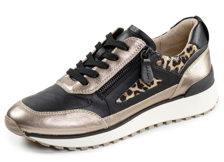 Slipper & Schnürschuhe - Caprice, trendige Damen-Sneaker, Weite G, mit herausnehmbarem Lederfussbett, in Größe 036 bis 042, in Farbe SCHWARZ-BRONZE Ansicht 1