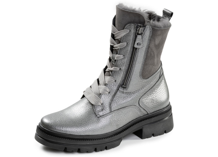 Stiefel & Stiefeletten - Waldläufer, gefütterte Damen-Stiefeletten, Winterschuhe, Weite H, mit Lammfell, in Größe 3 1/2 bis 8, in Farbe ALTSILBER Ansicht 1