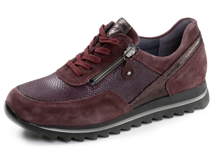 Slipper & Schnürschuhe - Waldläufer, bequeme Damen-Sneaker, Weite H, mit herausnehmbarem Fussbett, in Größe 3 1/2 bis 8, in Farbe BORDEAUX Ansicht 1