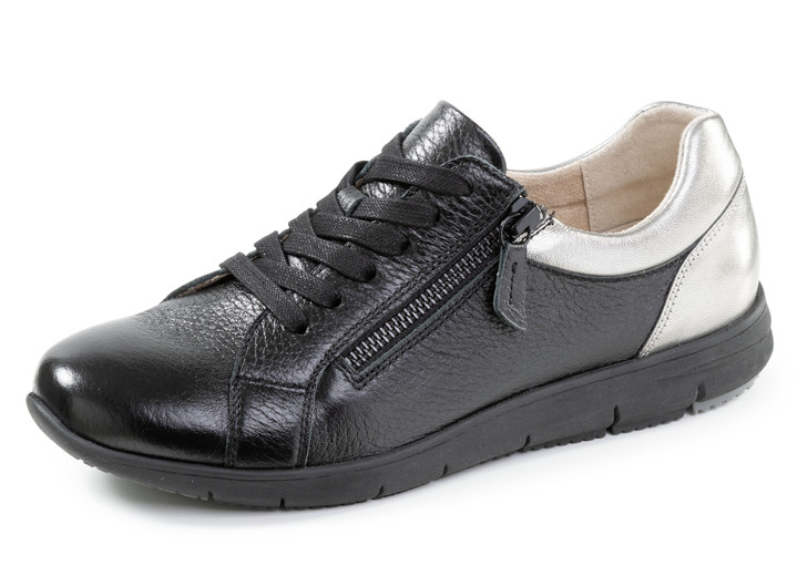 Slipper & Schnürschuhe - ELENA EDEN, bequeme Damen-Sneaker, Weite G, mit herausnehmbarem Fussbett, in Größe 036 bis 042, in Farbe SCHWARZ-SILBER Ansicht 1