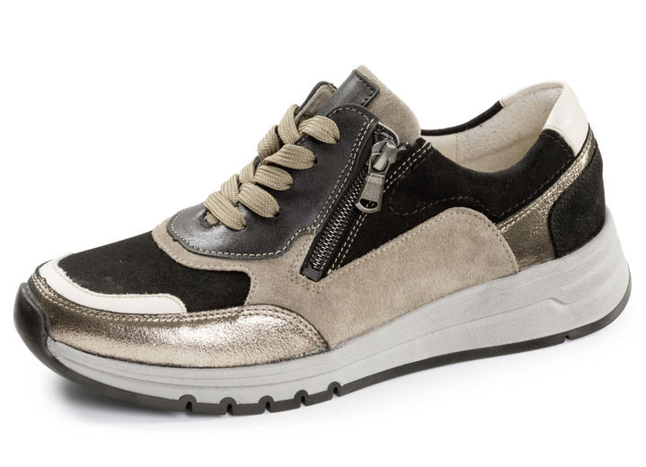 Slipper & Schnürschuhe - Waldläufer, bequeme Damen-Sneaker, Weite H, mit herausnehmbarem Fussbett, in Größe 3 1/2 bis 8, in Farbe TAUPE-BUNT Ansicht 1