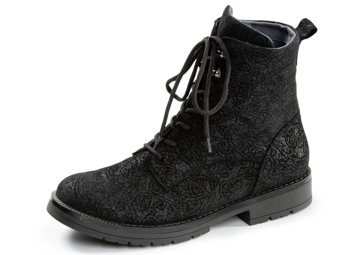 Stiefel & Stiefeletten - Waldläufer, bequeme Damen-Stiefeletten, Weite G, mit herausnehmbarem Fussbett, in Größe 3 1/2 bis 8, in Farbe SCHWARZ Ansicht 1