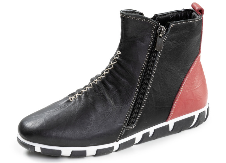 Stiefel & Stiefeletten - Gemini, trendige Damen-Boots, Weite G, mit herausnehmbarem Fussbett, in Größe 036 bis 042, in Farbe SCHWARZ-ROT Ansicht 1