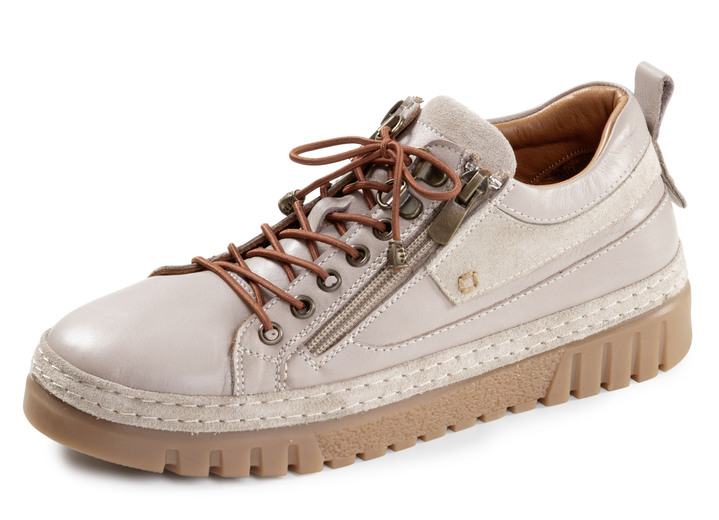 Slipper & Schnürschuhe - Gemini, schicke Damen-Schnürschuhe, Weite G, mit herausnehmbarem Fussbett, in Größe 036 bis 042, in Farbe KIESEL Ansicht 1