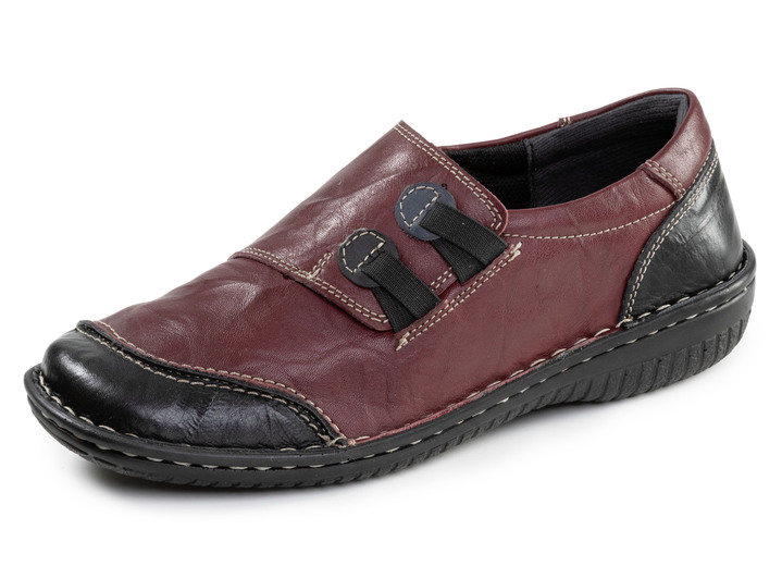 Slipper & Schnürschuhe - ELENA EDEN, klassische Damen-Slipper, Weite G, mit herausnehmbarem Fussbett, in Größe 036 bis 043, in Farbe BURGUND-SCHWARZ Ansicht 1