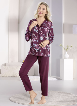 Pyjama mit Blende und Knopfleiste sowie langen Ärmeln