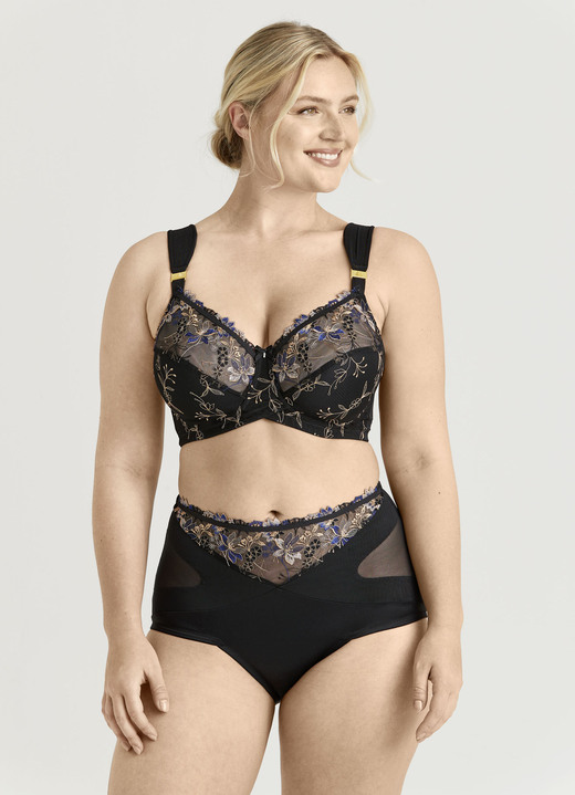 BH mit Formbügel - Miss Mary Bügel-BH mit effektvoller Tüllstickereispitze, in Größe 080 bis 100, in Cup B, in Farbe SCHWARZ Ansicht 1