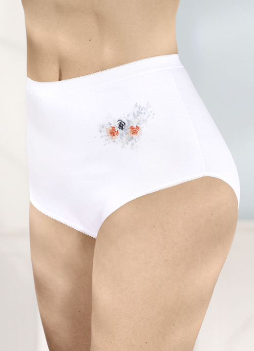 Slips - Fünferpack Slips mit Blumemotiv, in Größe 038 bis 058, in Farbe 5X WEISS Ansicht 1