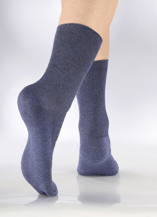 Strümpfe & Strumpfhosen - Sechserpack Socken mit druckfreiem Bund, in Größe 1(Schuhgr.35-38) bis 3 (Schuhgr.43-46), in Farbe 2X JEANSBLAU MELIERT, 2X INDIGOBLAU MELIERT, 2X MA Ansicht 1