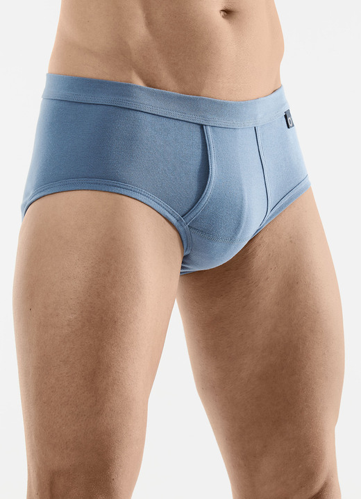Slips & Unterhosen - Pfeilring Dreierpack Slips aus Feinripp, in Größe 005 bis 014, in Farbe 2X JEANSBLAU, 1X MARINE Ansicht 1