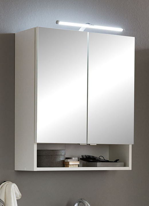 Badezimmermöbel - Hervorragendes Badmöbel-Programm aus deutscher Herstellung, in Farbe WEISS, in Ausführung Spiegelschrank Ansicht 1