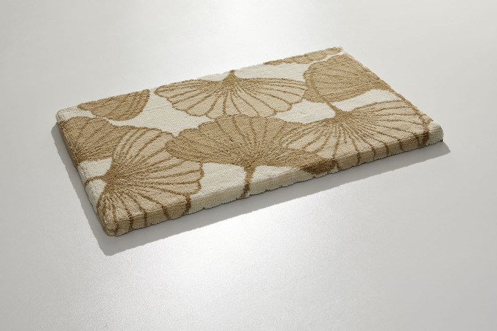 Badgarnituren - Badgarnitur mit Ginkgoblätter-Motiv, in Größe 100 (Vorleger halbrund, 50/ 80 cm) bis 112 (WC-Deckelbezug, 47/ 50 cm), in Farbe CAPPUCCINO Ansicht 1