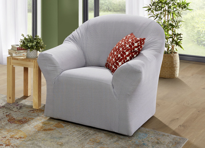 Sessel- & Sofaüberwürfe - Bi-elastische Stretchbezüge aus dem Hause Webana, in Größe 101 (Sesselbezug) bis 112 (Stuhlbezug, 2er-Set), in Farbe NATUR Ansicht 1