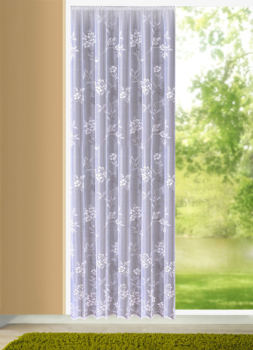 Klassisch - Bezaubernder Langvorhang mit Universalschienenband, in Größe 217 (H220xB300 cm) bis 298 (H245xB600 cm), in Farbe WEISS Ansicht 1