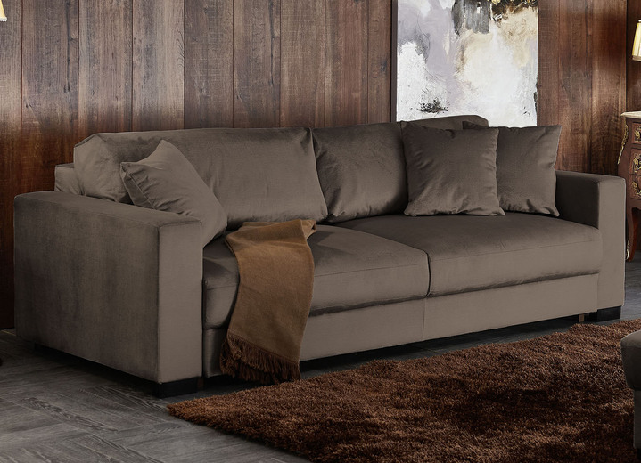 Bettsofas - Schlafsofa mit bequemer Schaumstoffpolsterung, in Farbe BRAUN, in Ausführung Ohne Hocker Ansicht 1