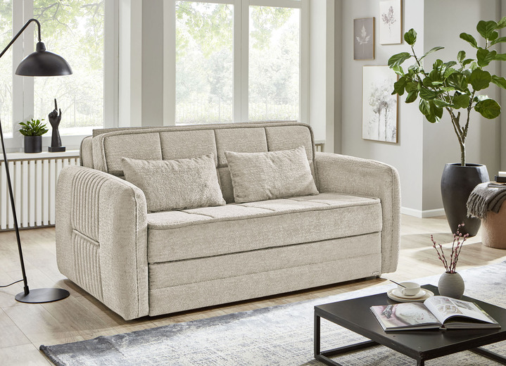 Bettsofas - Schlafsofa mit Bettkasten, in Farbe CREME Ansicht 1