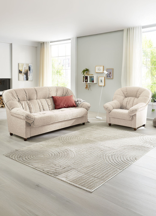 Polstergruppen - Komfortable Polstermöbel, in Farbe BEIGE, in Ausführung Polstergruppe, 2-teilig mit Sessel Ansicht 1