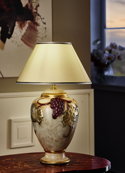 Tischlampe - Tischleuchte mit Blattgoldauflage, in Farbe CREME