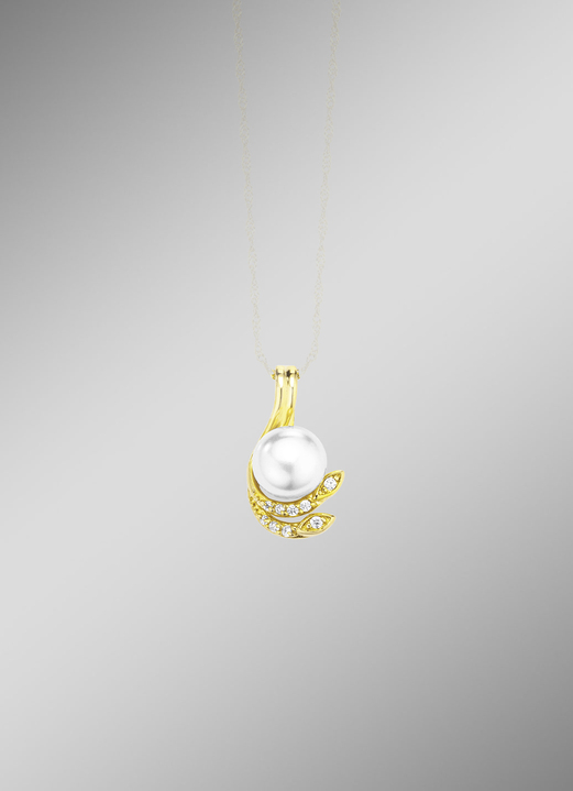 Anhänger - Eleganter Anhänger mit Süsswasser-Zuchtperle und synth. Zirkonia, in Farbe  Ansicht 1