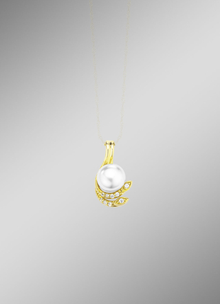 Eleganter Anhänger mit Süsswasser-Zuchtperle und synth. Zirkonia