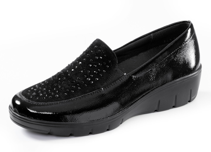 Slipper & Schnürschuhe - ELENA EDEN, bequeme Damen-Slipper, Weite H, mit herausnehmbarem Fussbett, in Größe 3 1/2 bis 8, in Farbe SCHWARZ Ansicht 1