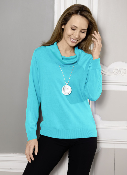 Basics - Pullover in Feinstrick mit Schurwolle Basics - Pullover in Feinstrick mit Schurwolle, in Größe 036 bis 050, in Farbe TÜRKIS