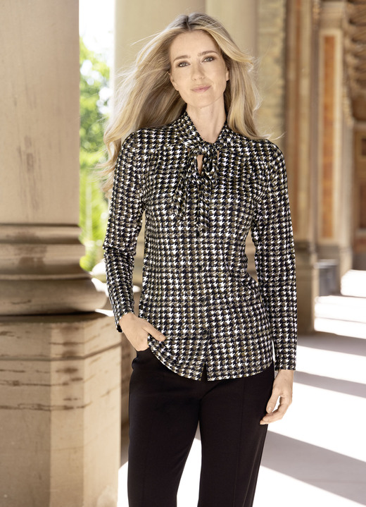 Laura Kent - Shirtbluse mit Hahnentrittmuster Laura Kent - Shirtbluse mit Hahnentrittmuster, in Größe 036 bis 054, in Farbe SCHWARZ-KHAKI-ECRU