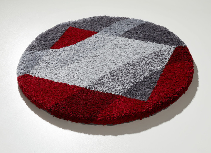 Grund - Supersoft Badgarnitur von Grund, in Größe 100 (Vorleger halbrund, 50/ 80 cm) bis 112 (WC-Deckelbezug, 47/ 50 cm), in Farbe GRAU-ROT Ansicht 1