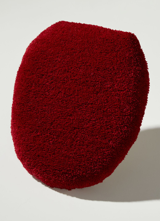Grund - Supersoft Badgarnitur von Grund, in Größe 100 (Vorleger halbrund, 50/ 80 cm) bis 112 (WC-Deckelbezug, 47/ 50 cm), in Farbe GRAU-ROT Ansicht 1