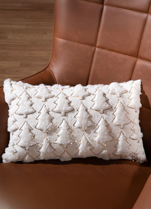 Weihnachtliche Dekorationen - Kissenbezug in Strickoptik, in Größe 904 (30x50 cm) bis 905 (40x40 cm), in Farbe SEKT-GOLD Ansicht 1